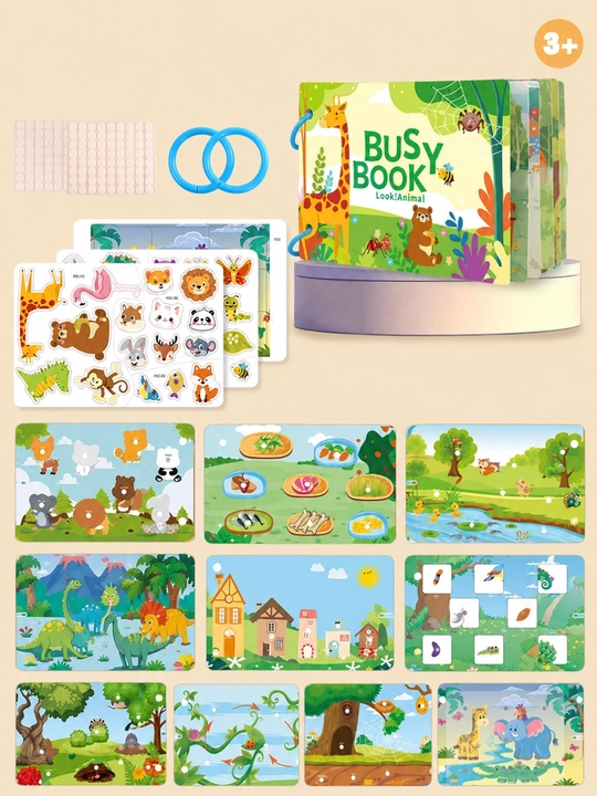 Развивающая Busy Book — книга с многоразовыми наклейками, 3+