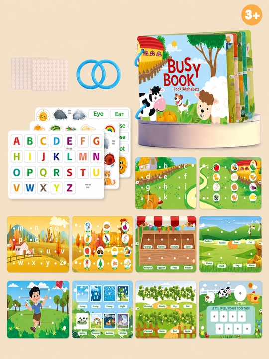 Развивающая Busy Book — книга с многоразовыми наклейками, 3+