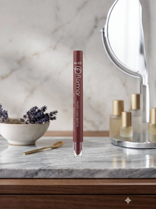 Flormar Matte Color Lipstick №412 — Mukammal va chuqur mat jozibasi! - 