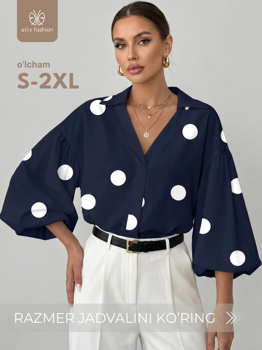 Qalin yengli ayollar bluzkasi — EllyFashion - 