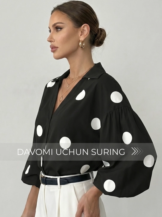 Qalin yengli ayollar bluzkasi — UNCHA STORE