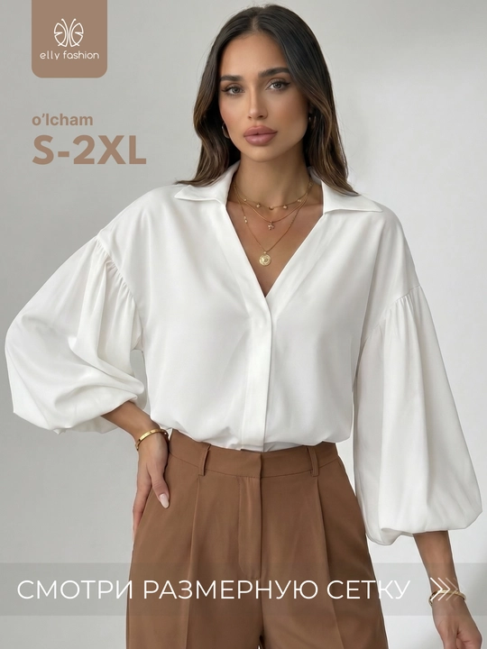 Qalin yengli ayollar bluzkasi — UNCHA STORE