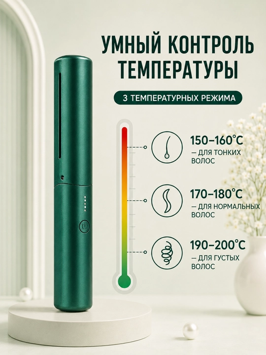 Simsiz mini soch tarog‘i tekislagich Type-C 3 harorat tez qiziydi sayohat uchun