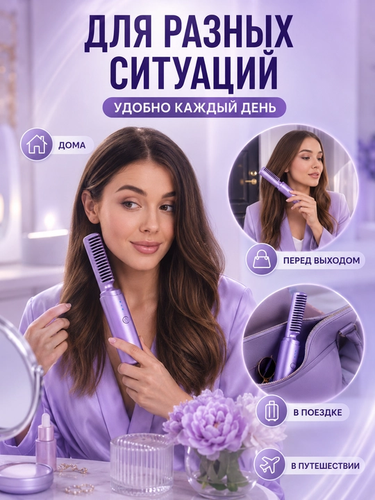 Simsiz mini soch tarog‘i tekislagich Type-C 3 harorat tez qiziydi sayohat uchun
