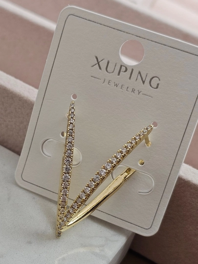 Женские серьги золотого цвета, бренд Xuping — LESHOES-XUP001-БЕЛЫЙ