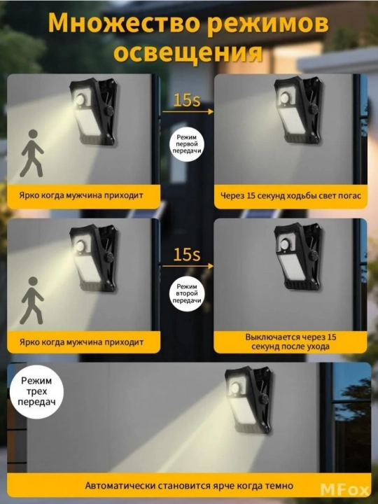 Quyosh LED yoritgichi, qisqichli, 28 LED, bog‘ va balkon uchun harakat datchigi