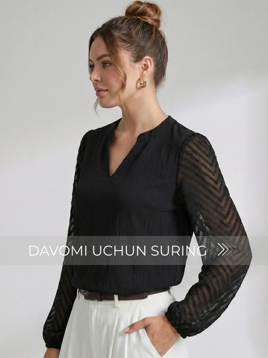 Женская блузка с прозрачными рукавами - EllyFashion