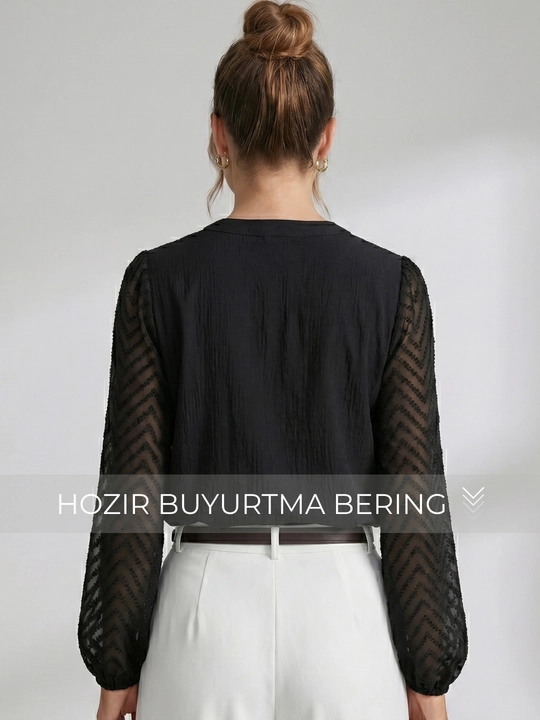 Женская блузка с прозрачными рукавами - EllyFashion