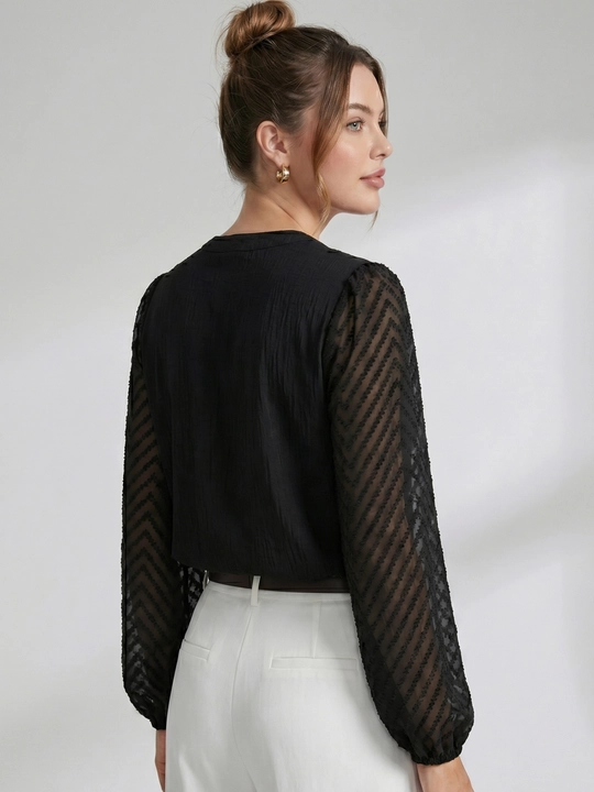 Женская блузка с прозрачными рукавами - EllyFashion