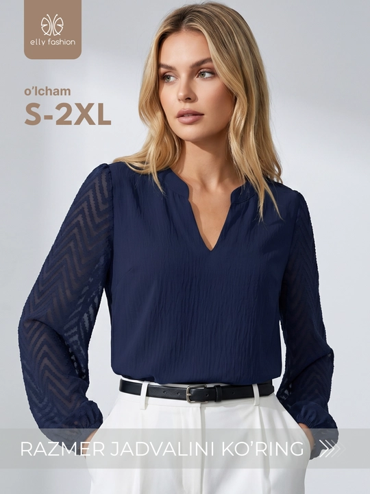 Ayollar uchun bluzka shaffof yengli - EllyFashion - 