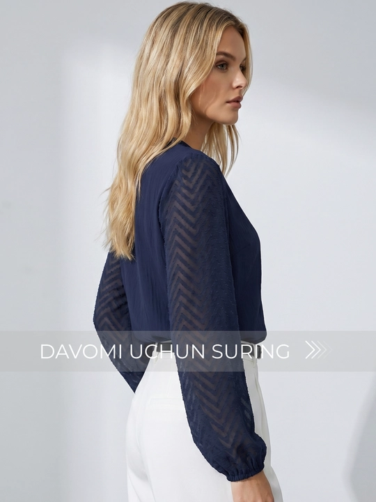 Женская блузка с прозрачными рукавами - EllyFashion