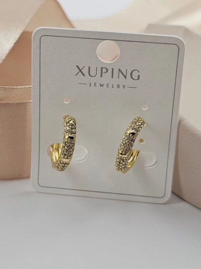 Женские серьги золотого цвета, бренд Xuping — LESHOES-XUP001-СИНИЙ