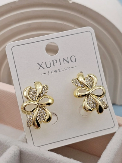 Женские серьги золотого цвета, бренд Xuping — LESHOES-XUP001-ТЕМНРОЗ