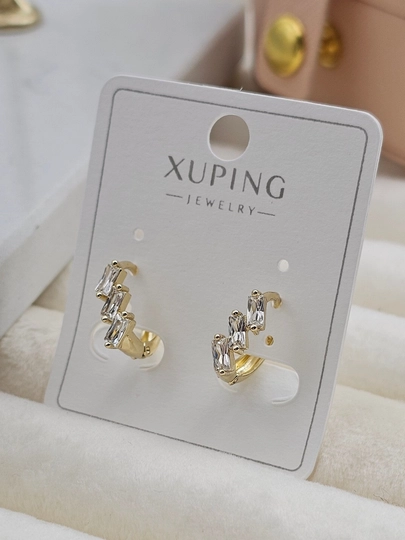 Женские серьги золотого цвета, бренд Xuping — LESHOES-XUP001-ЧЕРНСТЕ