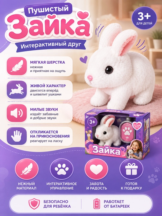 Interaktiv yumshoq o‘yinchoq “Plush Pet” — harakatlanuvchi va ovozli