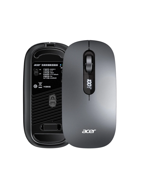 Acer OMW311 simsiz sichqoncha, Bluetooth + 2.4G, Type-C, 1600 DPI,shovqinsiz tugmalar - 