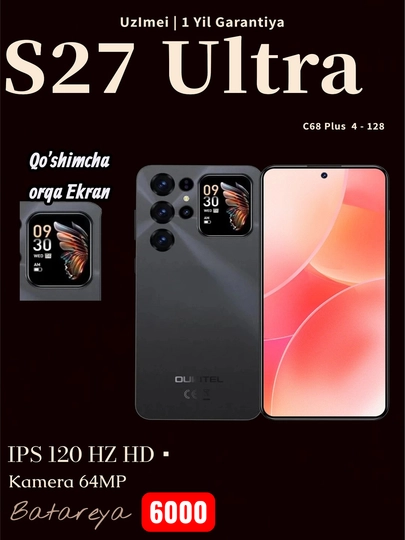 Смартфон S27 Ultra C68 Plus, 4/128 ГБ, камера 64 Мп, батарея 6000 мАч