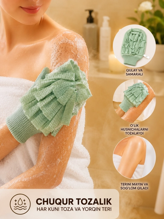 Массажная перчатка scrubber для душа, мочалка для очищения кожи - 