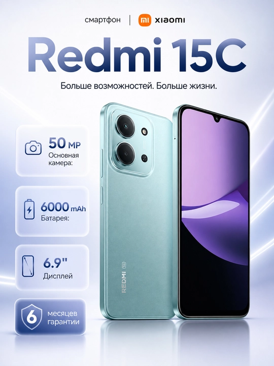 Smartfon Xiaomi Redmi 15C, 6.9", 120Hz, 256GB+16GB, 50MP, 5G - 