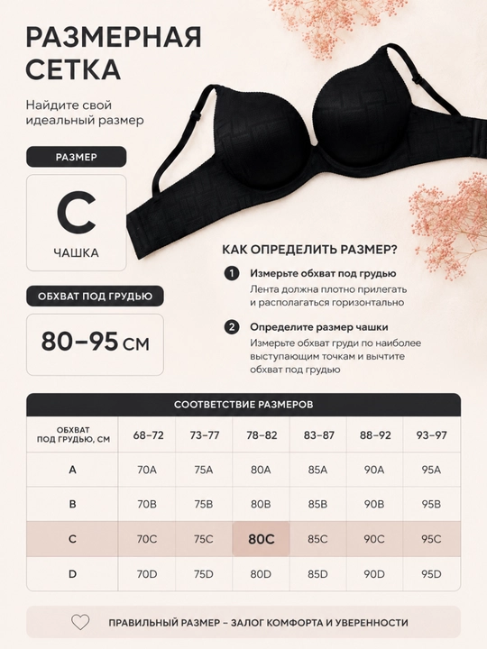 Бюстгальтер гладкий бесшовный, с пушапом