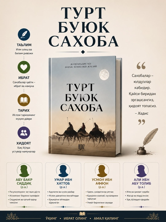 Tort buyuk saxoba islomdagi buyuk zotlar