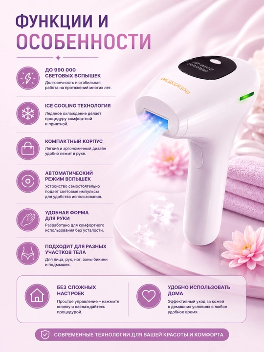 Fotoepilyator Babyverse SE6 — IPL tuk kamaytirish va teri parvarishi