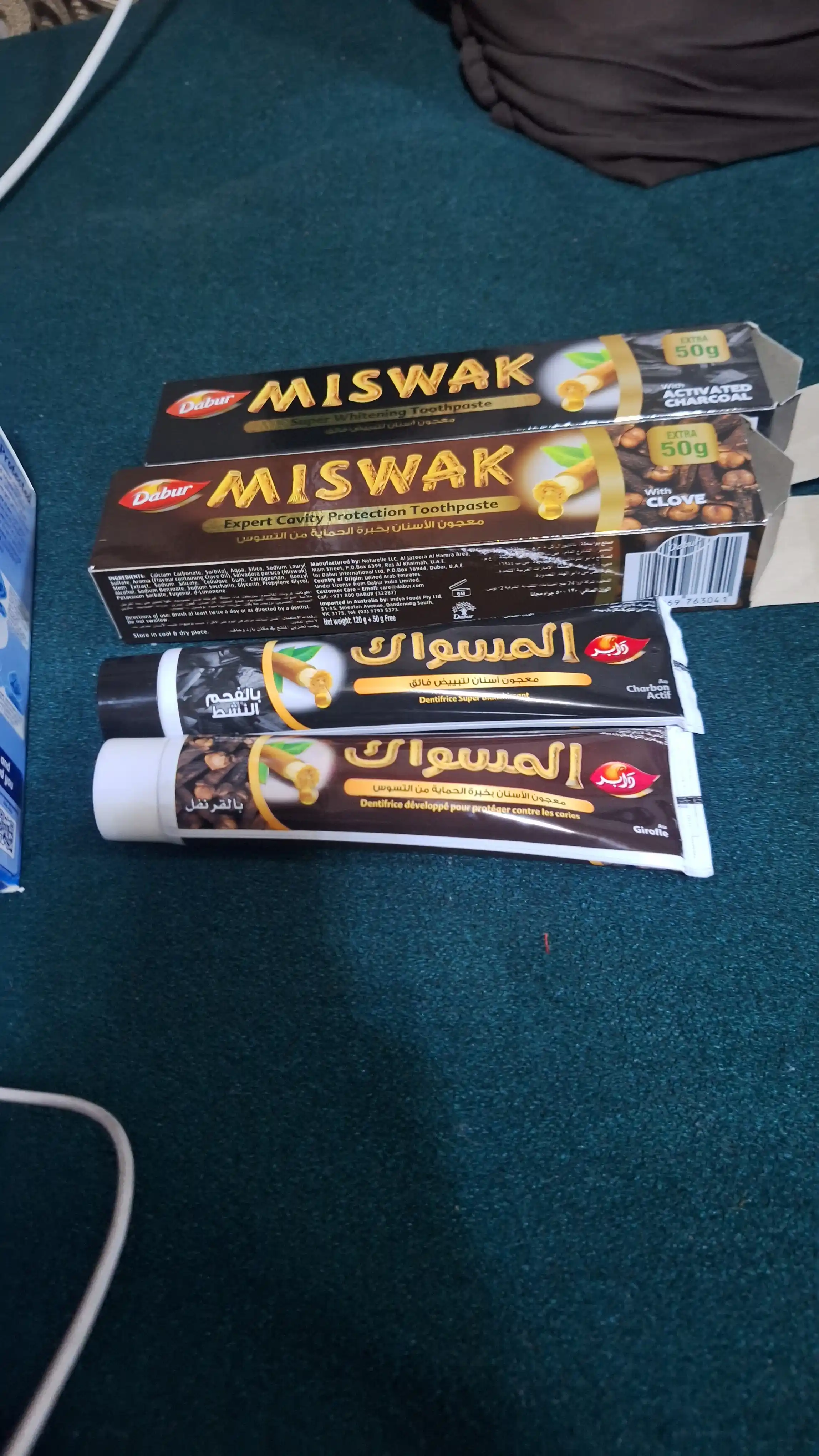 Tish pastasi Dabur Miswak, misvak ekstrakti, ftoridsiz, Dubay