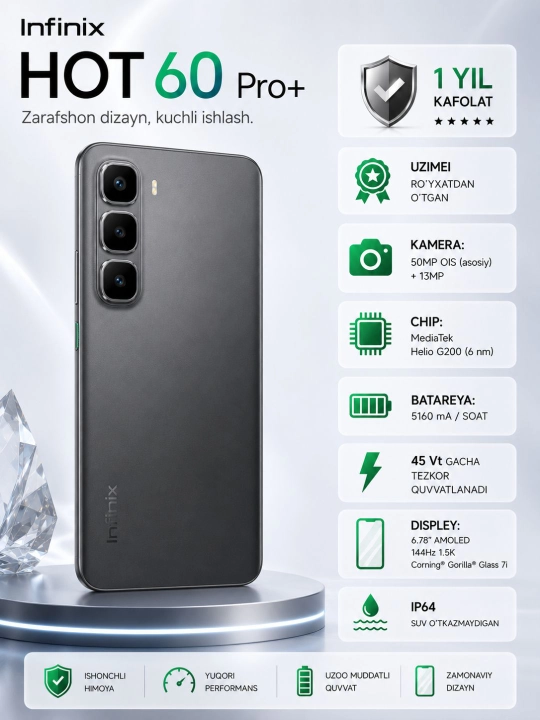 Smartfon Infinix HOT 60 Pro+, 8+8 16,256 GB