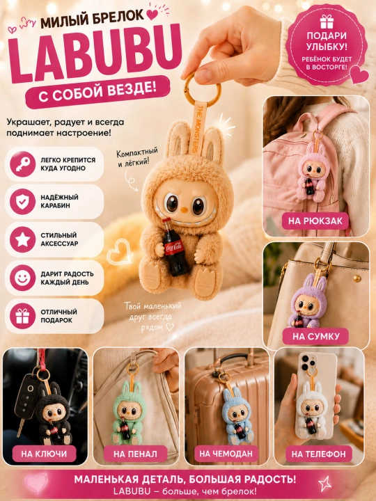 Мягкая игрушка брелок Labubu Wakuku Zootopia blind box сюрприз 15–17 см