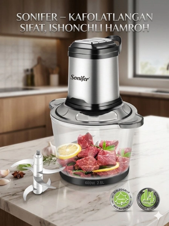 Chopper , Sonifer elektr goʻsht maydalagichi va blender, 2.5 litr, 600 Vt - 