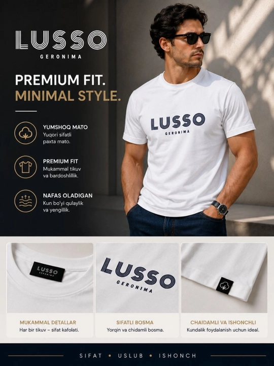 Erkaklar futbolkasi premium paxta