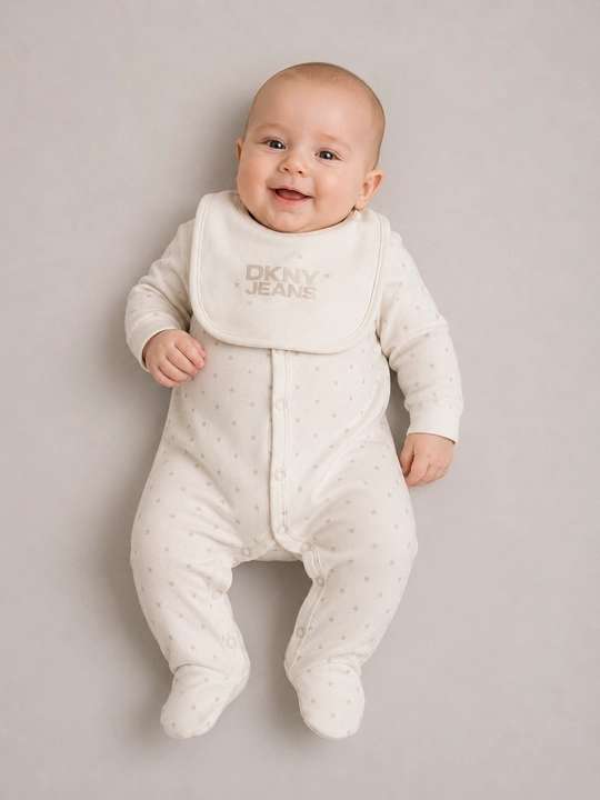 Комплект для новорожденных DKNY Jeans 3 в 1, боди, ползунки и нагрудник, newborn baby set - 