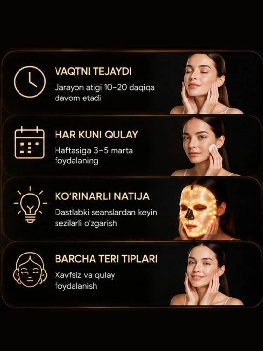 LED-маска для лица 7 цветов, светотерапия кожи, уход против акне, морщин и воспалений дома