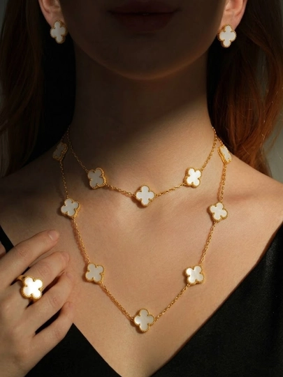Длинное колье и серьги из коллекции Vintage Alhambra в стиле Van Cleef & Arpels — 0207200-ALHAMBRA-КАРМЛН