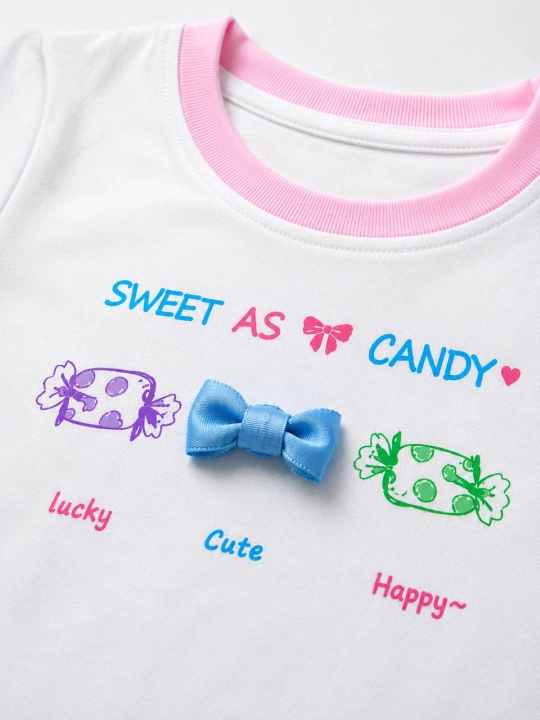 Футболка для девочки Sweet Candy с коротким рукавом белая