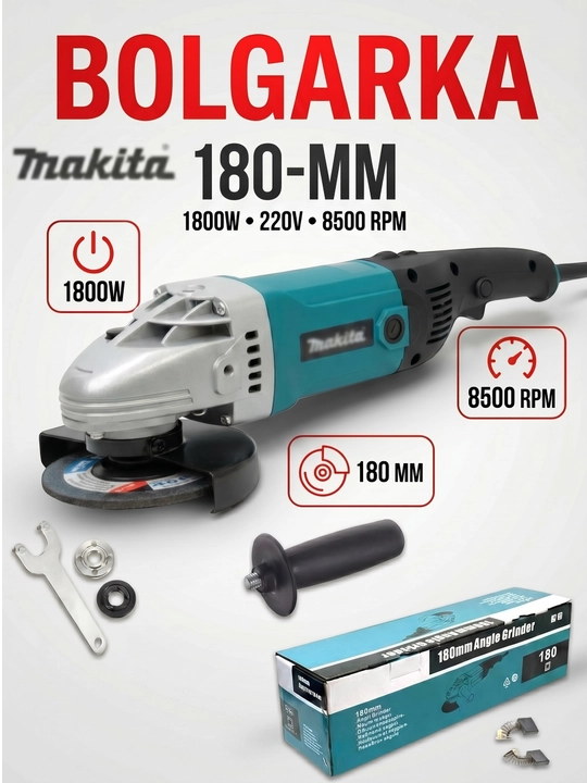 Bolgarka professional silliqlash mashinasi, 180 mm - 