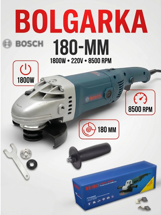 Bolgarka professional silliqlash mashinasi, 180 mm - 