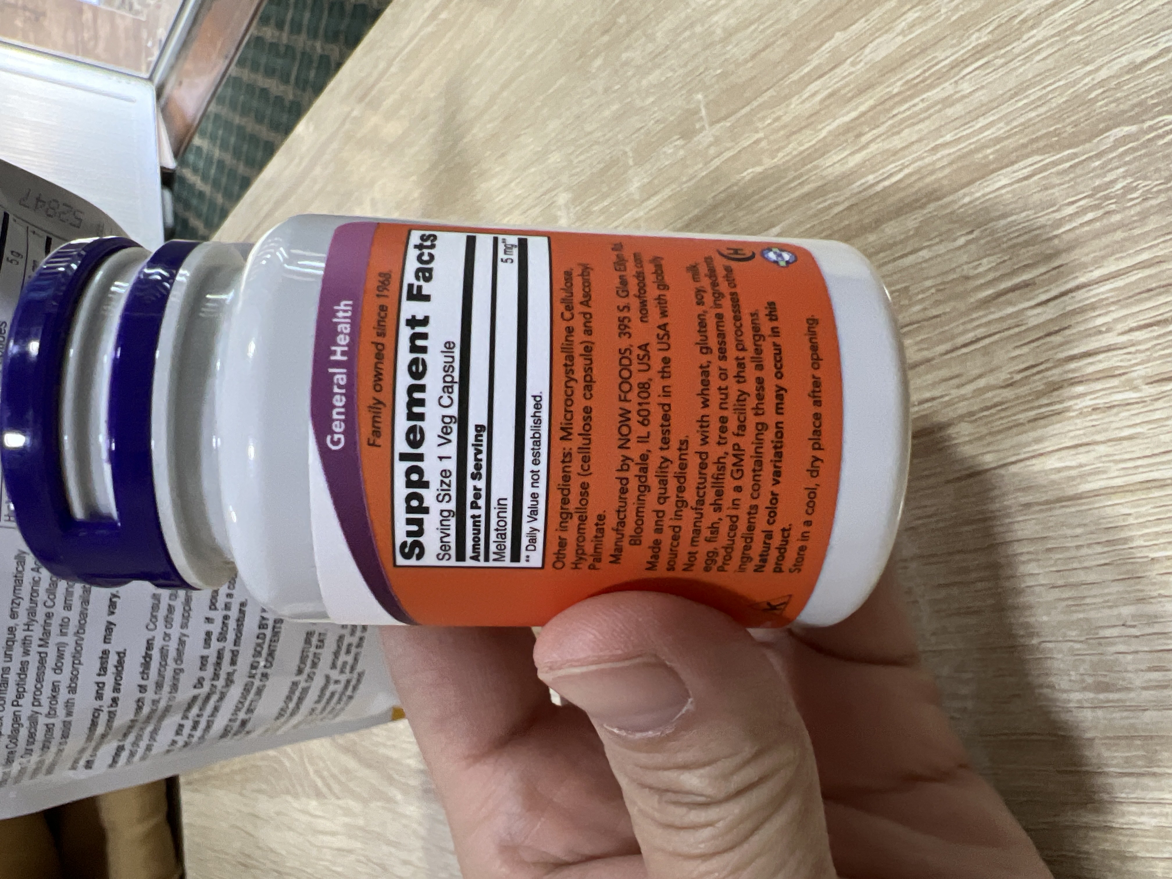 Мелатонин NOW Supplements, цикл здорового сна, 5 мг, капсулы Халяль
