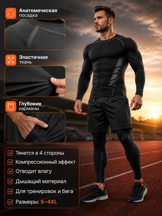 Профессиональная спортивная одежда для фитнеса, рашгард мужской, 5 в 1, 3 в 1, 2 в 1