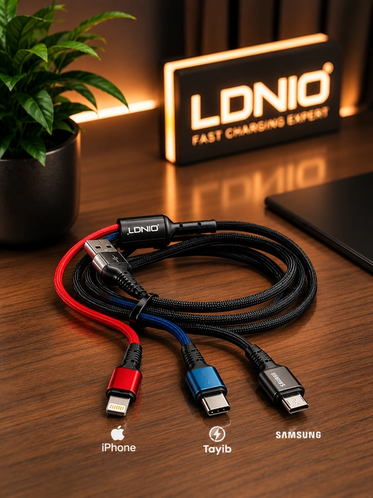 Кабель для быстрой зарядки LDNIO, 3 в 1 (Lightning / Type-C / Micro) - 3,4 А, 1,2 м