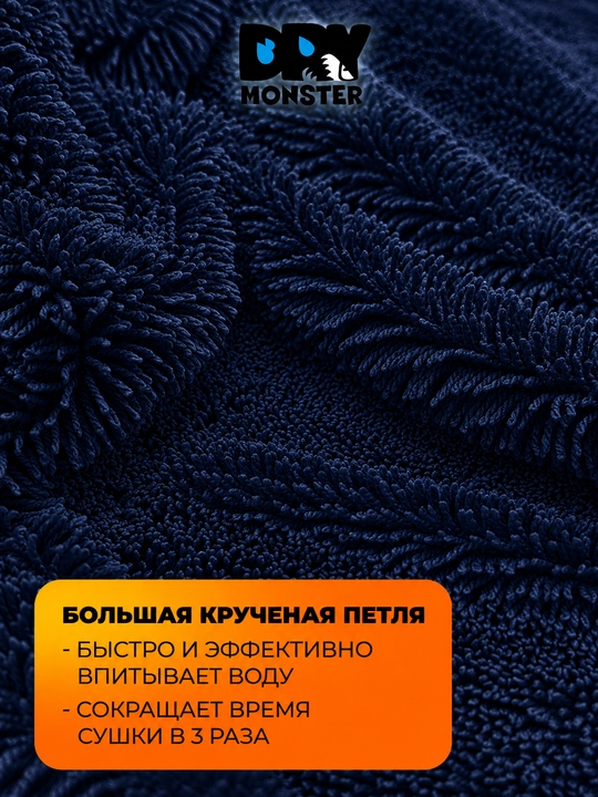 DRY MONSTER полотенце из микрофибры для авто, без разводов, тряпка для мытья машины