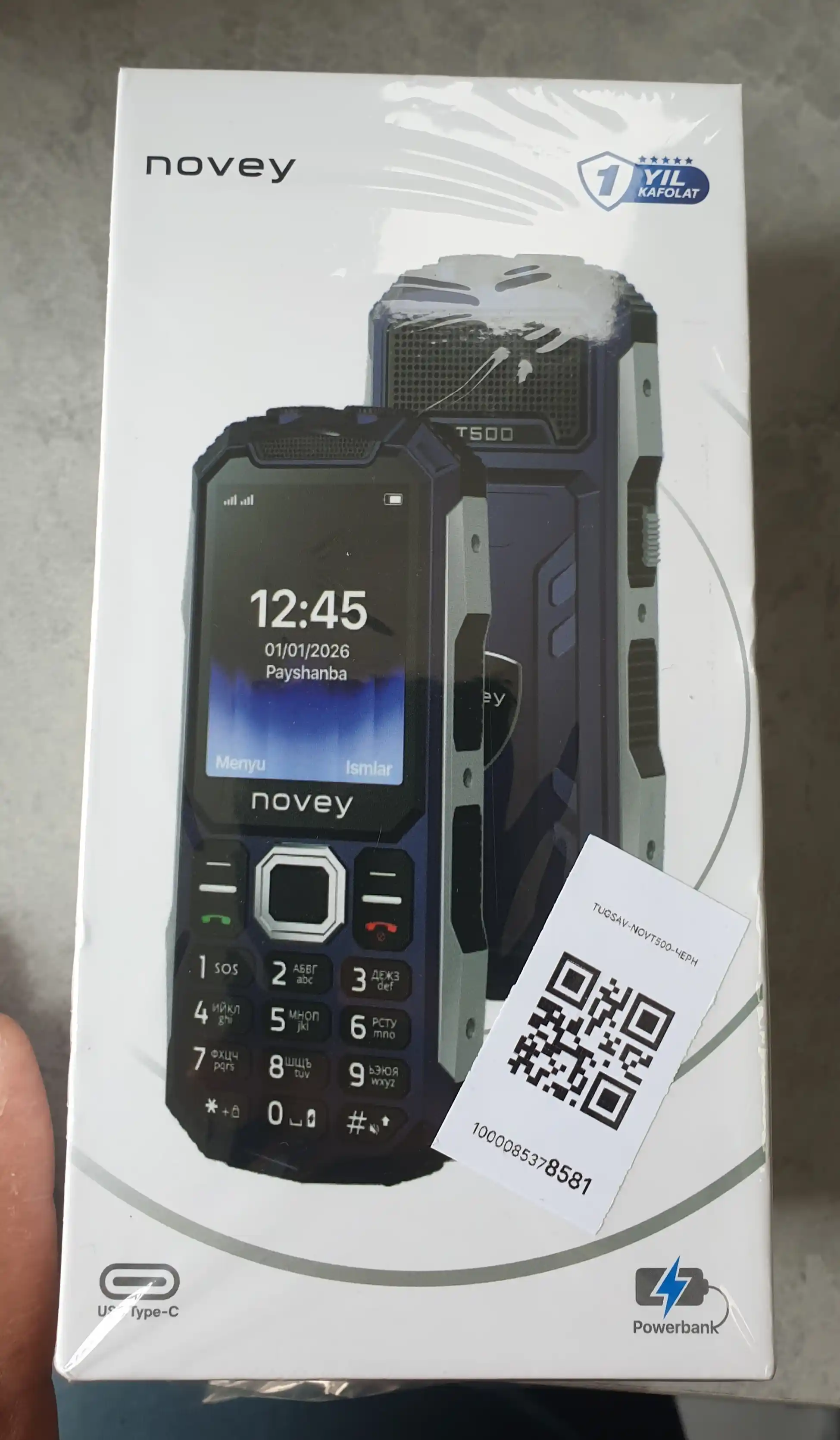 Knopkali telefon Novey T500 TANK, katta batareya 5000mAh