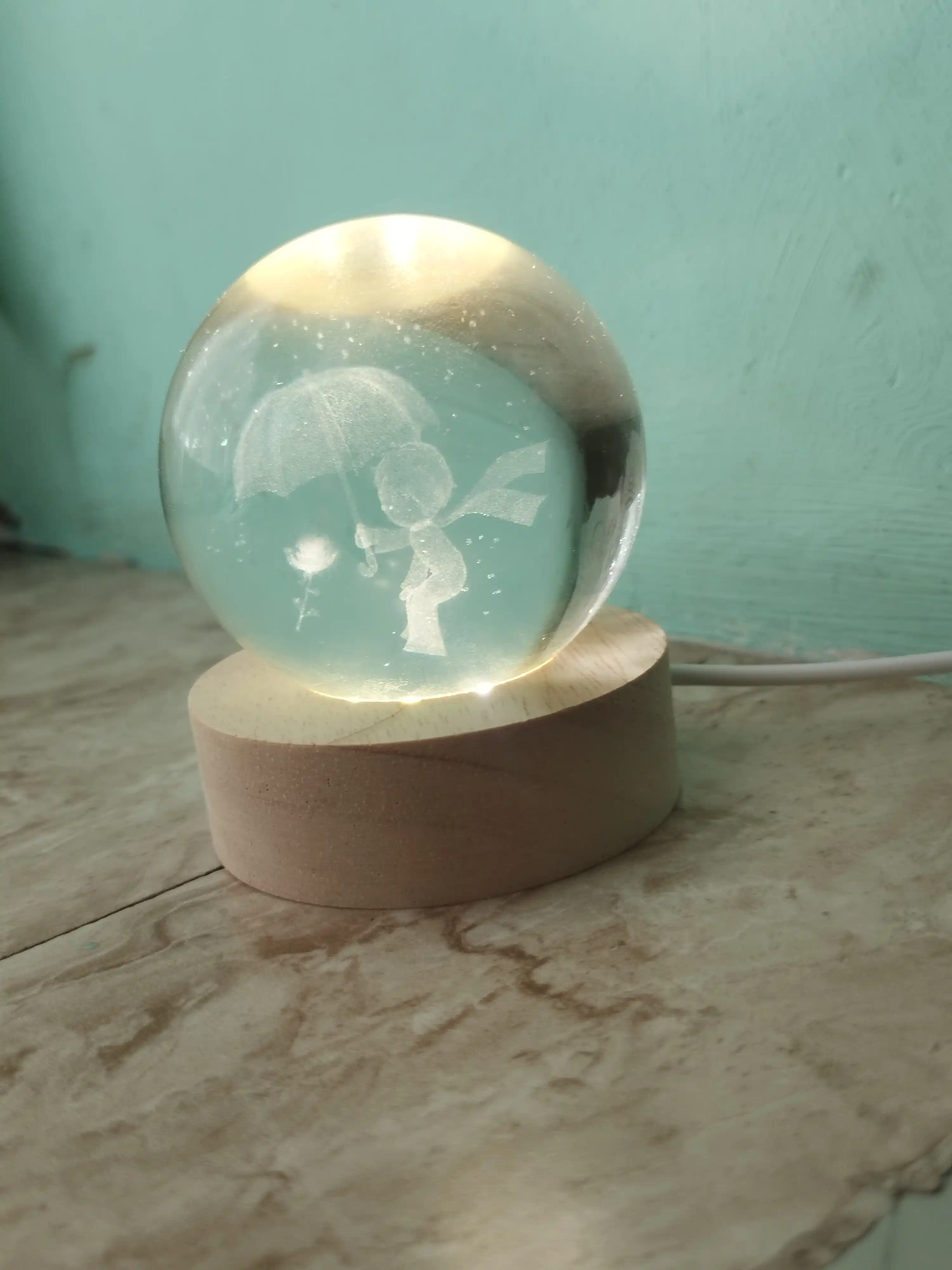 Хрустальный шар ночник 3D, антистресс, настольный светильник, лампа LED, для детей, 6 см