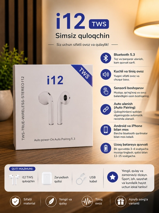 I16 MAX V5.3 Simsiz Quloqchin,  Bluetooth Earbuds,  TWS Naushnik