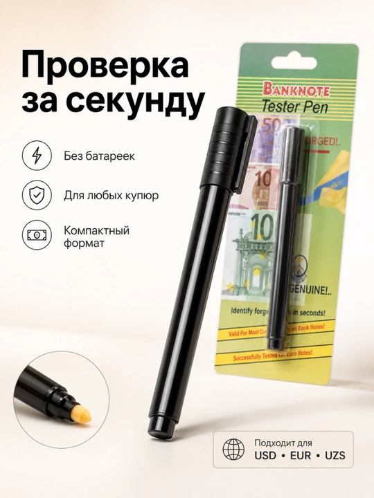Kupyuralar haqiqiyligini tekshirish uchun marker-detektor - 