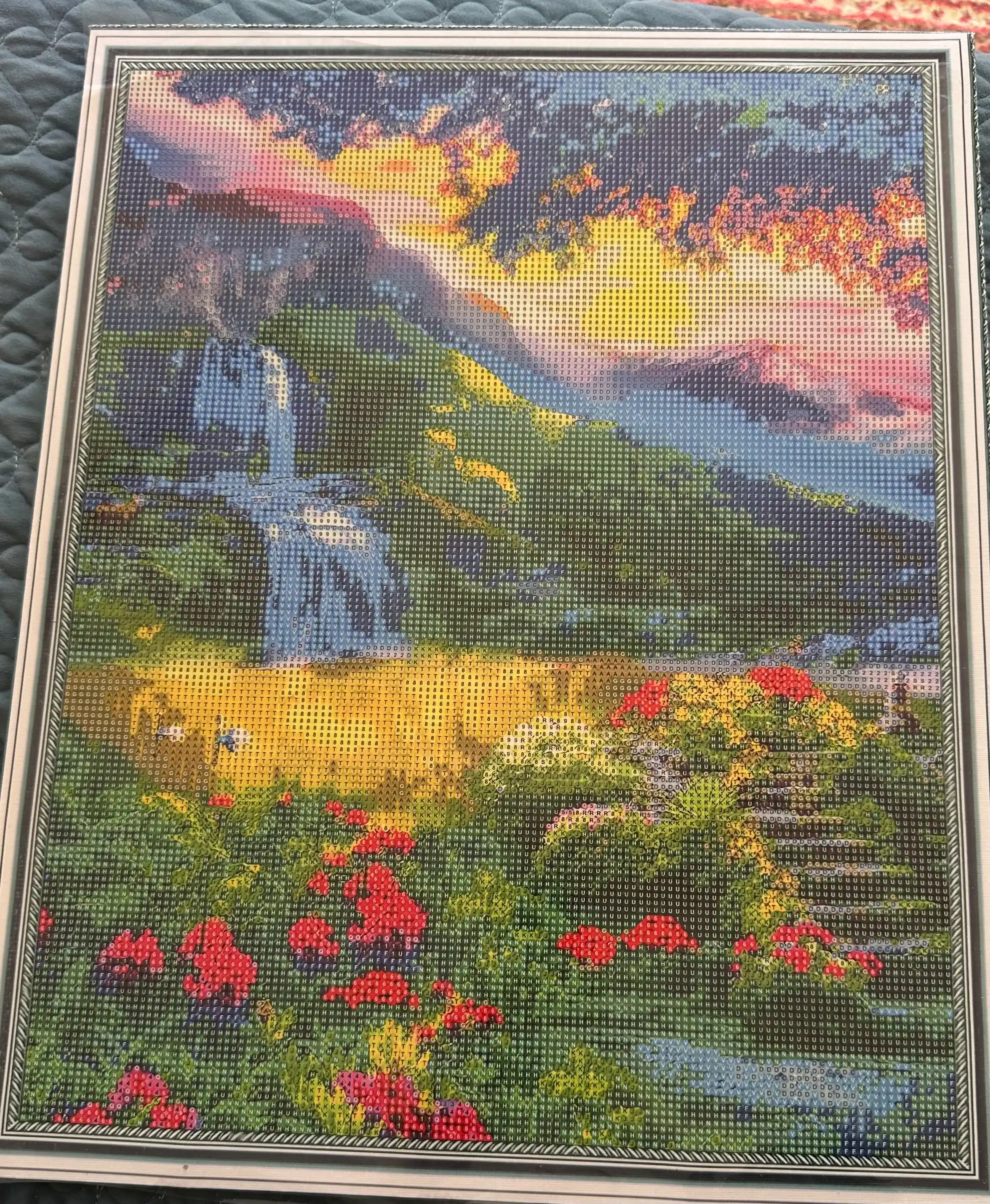Olmosli mozaika, Almaznaya mazayka, "PEYZAJ" mavzusida, ramkaga tortilgan, 40*50 sm