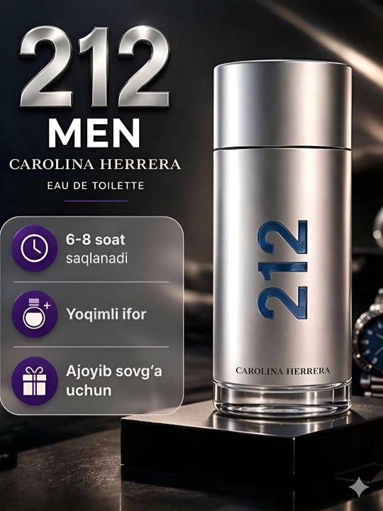 Carolina Herrera 212 Men EDT erkaklar tualet suvi, 100 ml, turg‘un ator