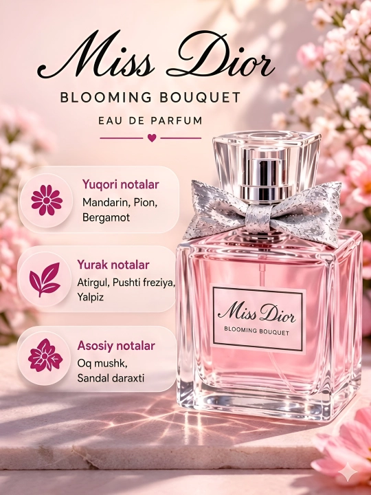 Ayollar uchun Miss Dior Blooming Bouquet Eau de Parfum atiri, 100 ml