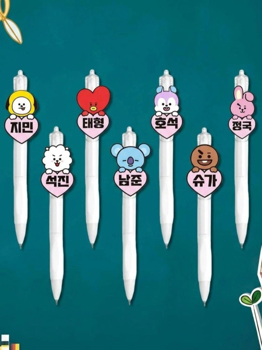 BT21 K-pop (BTS) ruchkalar to‘plami, personajli ruchka, 7 dona - 