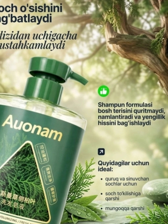 Soch o‘sishi va tiklanishi uchun o‘sma ekstraktli shampun